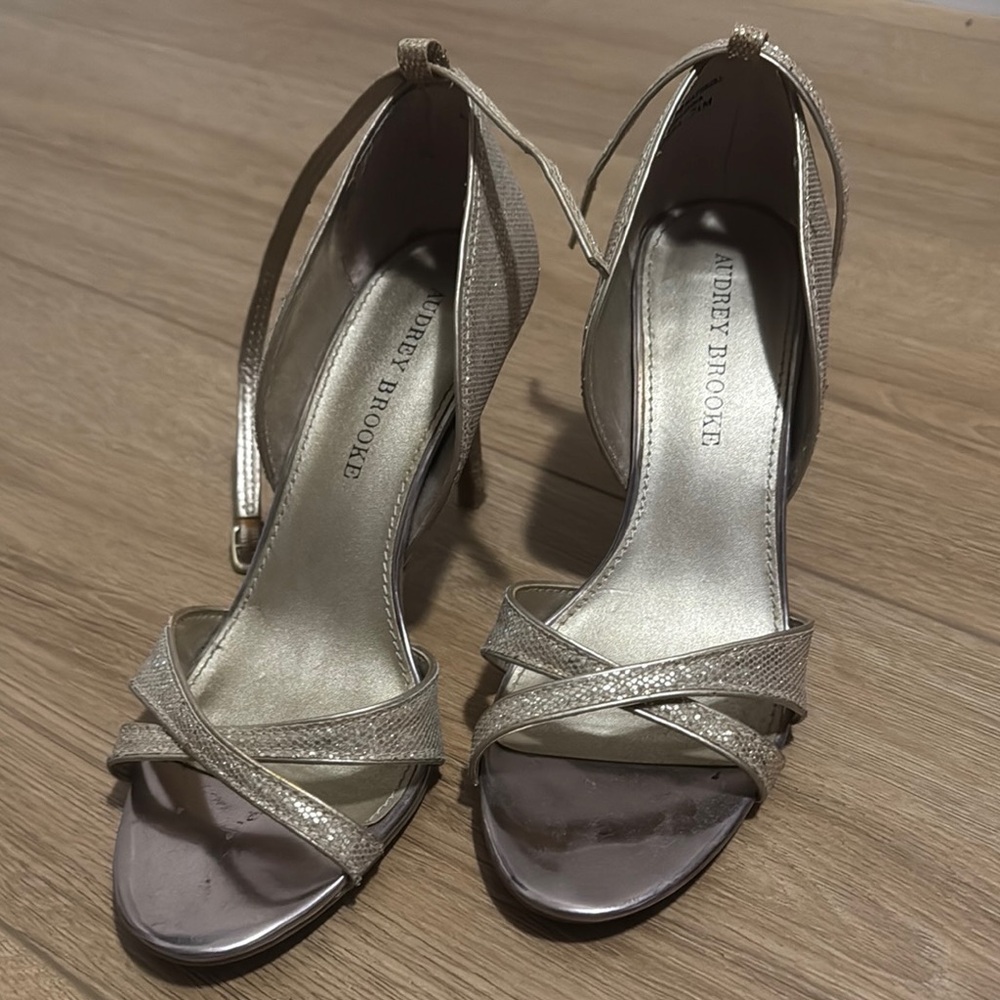 Audrey Brooke Gold Strappy Heels
